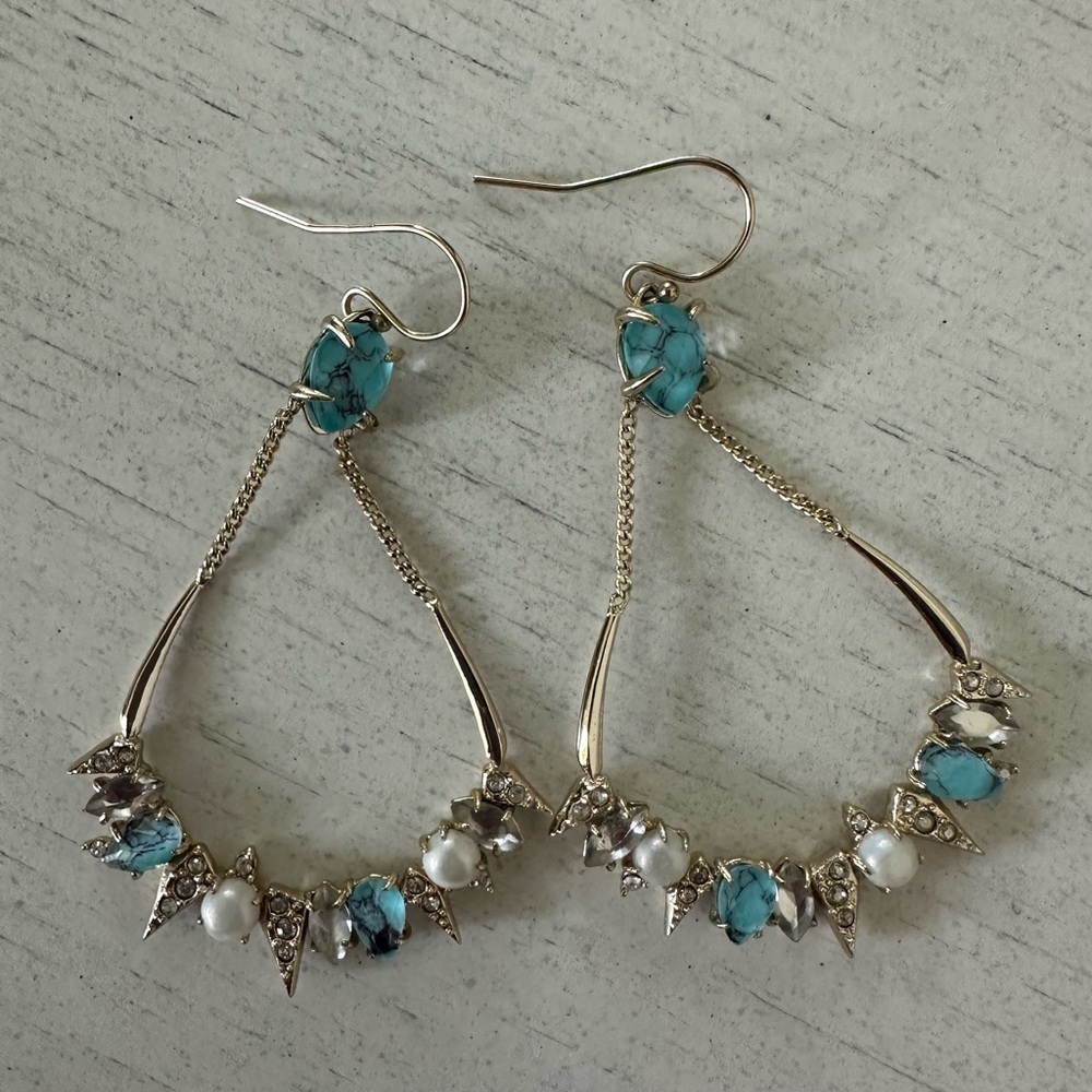 Gorgeous Alexis Bittar Gold & Turquoise Earrings